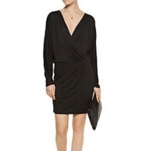 Haute Hippie Wrap Effect Long Sleeve Black Modal Dress XS EUC